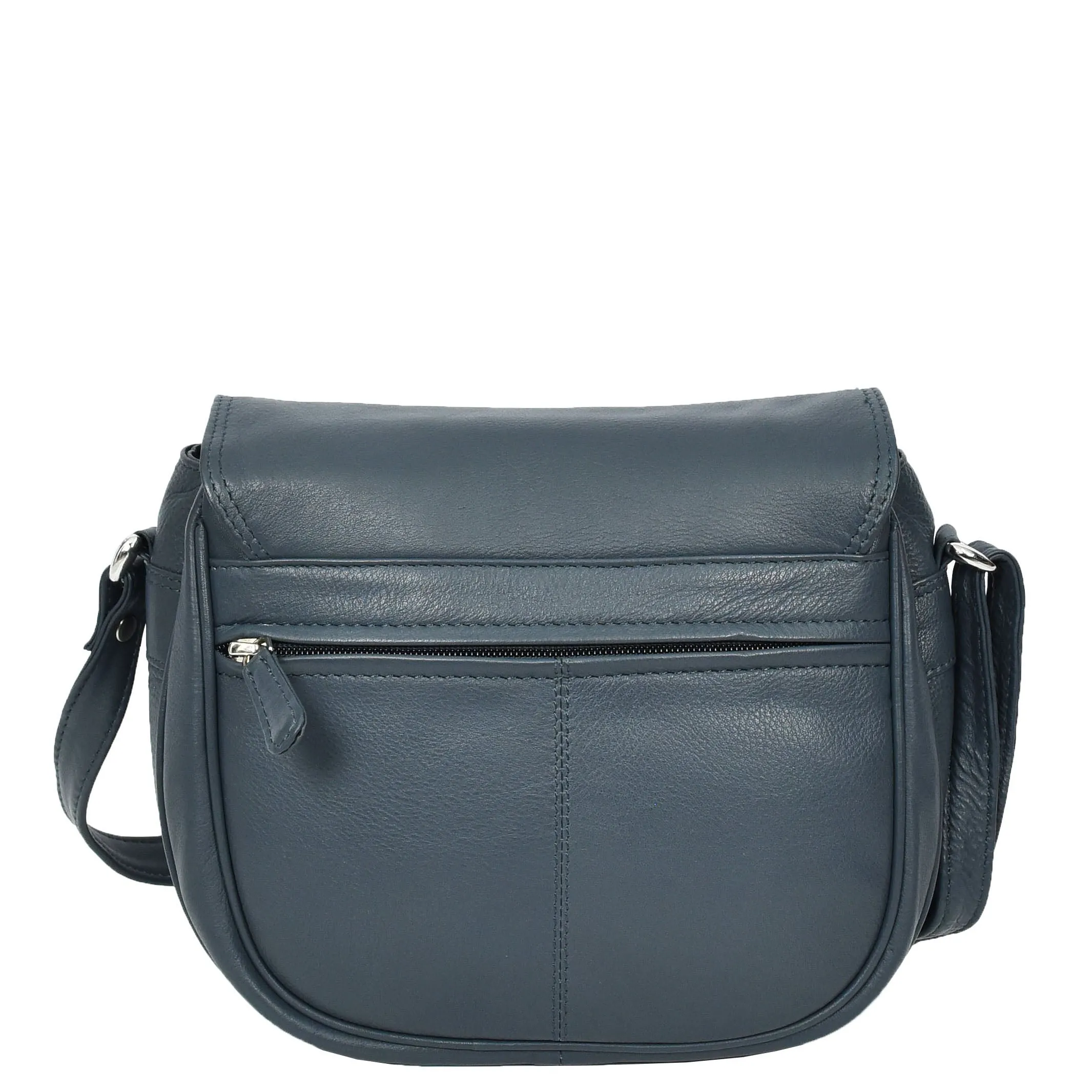 Womens Real Leather Small Crossbody Bag Classic Organiser Multi Pockets Kiera Navy