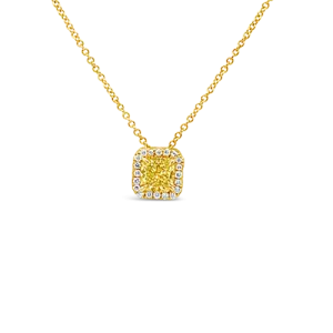 Yellow Diamond Pendant with Halo